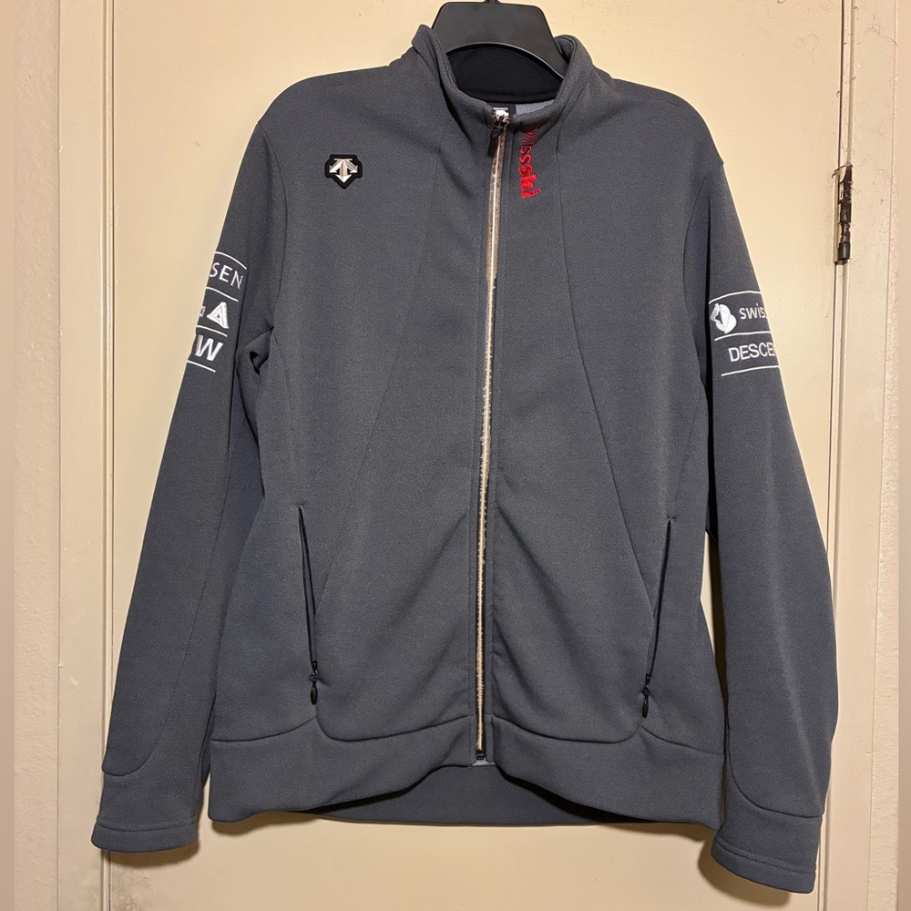 Descente Swiss Ski Fleece Stretch Performance Jacket Gray Sz S